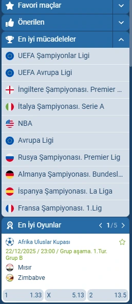  1xBet spor bahisleri sayfası